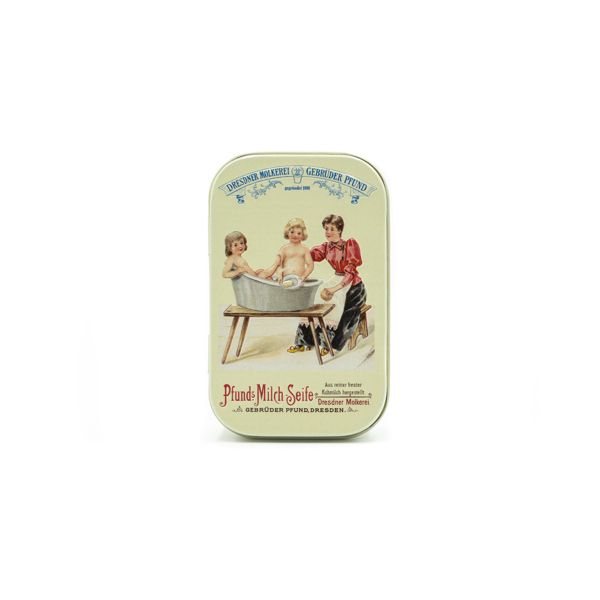 Milchseife in der Dose - Kinder in der Wanne