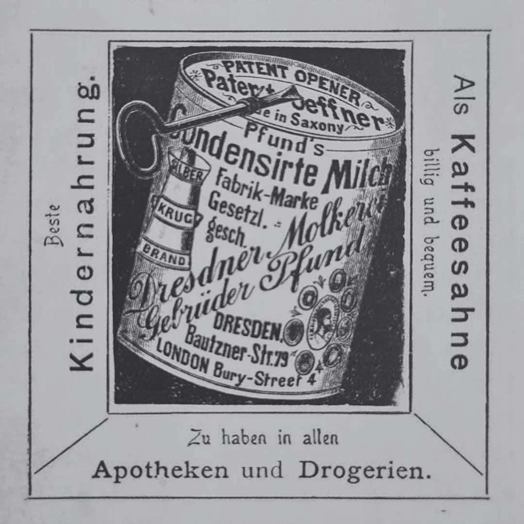 Reklame für Pfunds Kondensmilch.