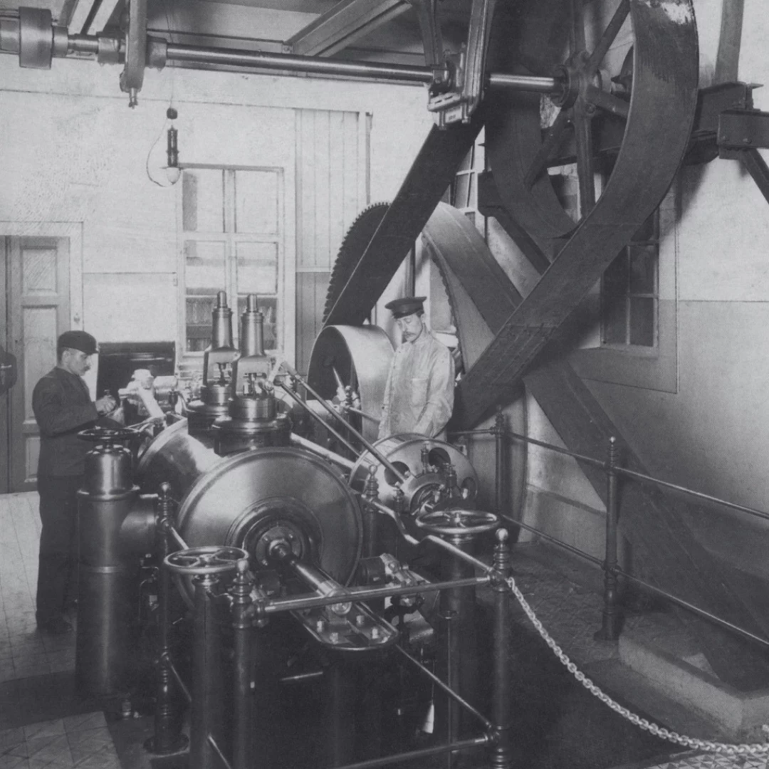 Die erste Dampfmaschine bei Pfunds.