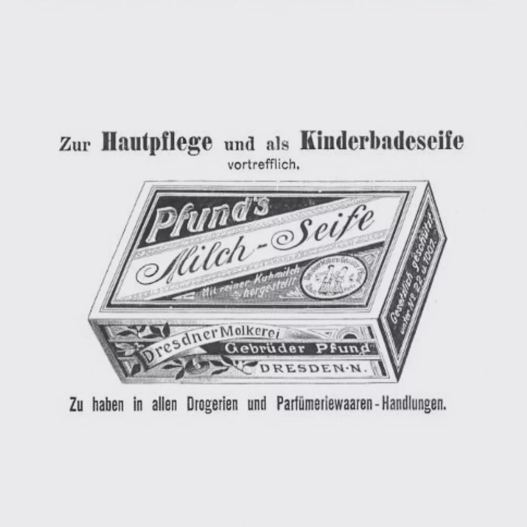 Werbe-Druck für Pfunds Milchseife nach 1892.
